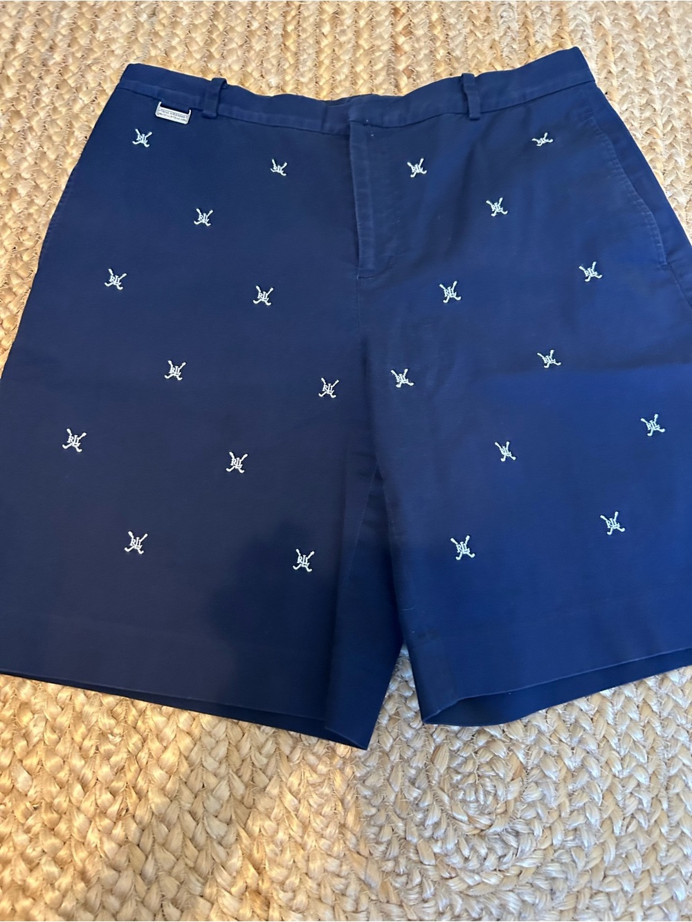 Ralph Lauren Navy Embroidered Flat-Front Shorts.Size 6
